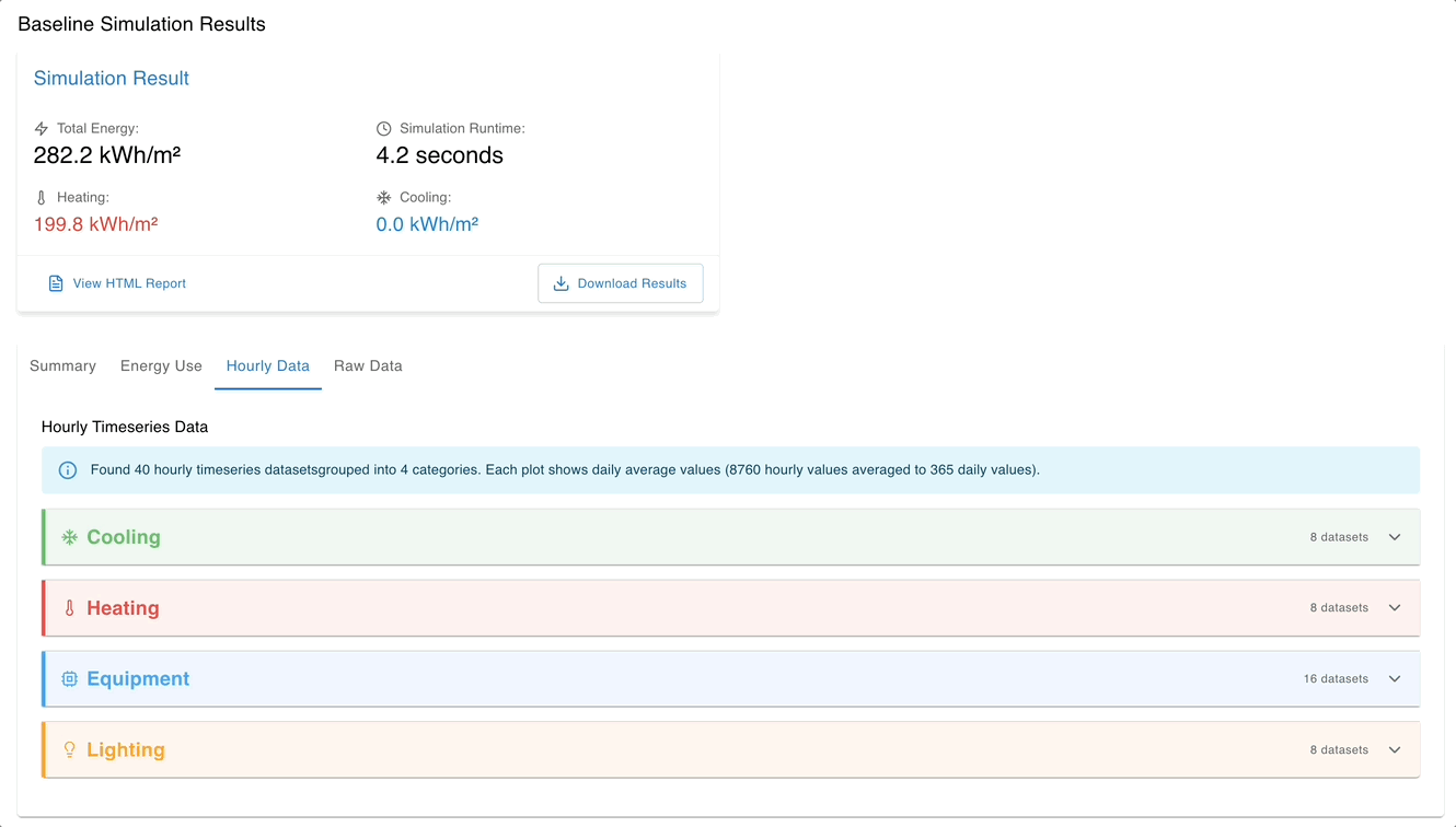 View detailed energy consumption results from simulation