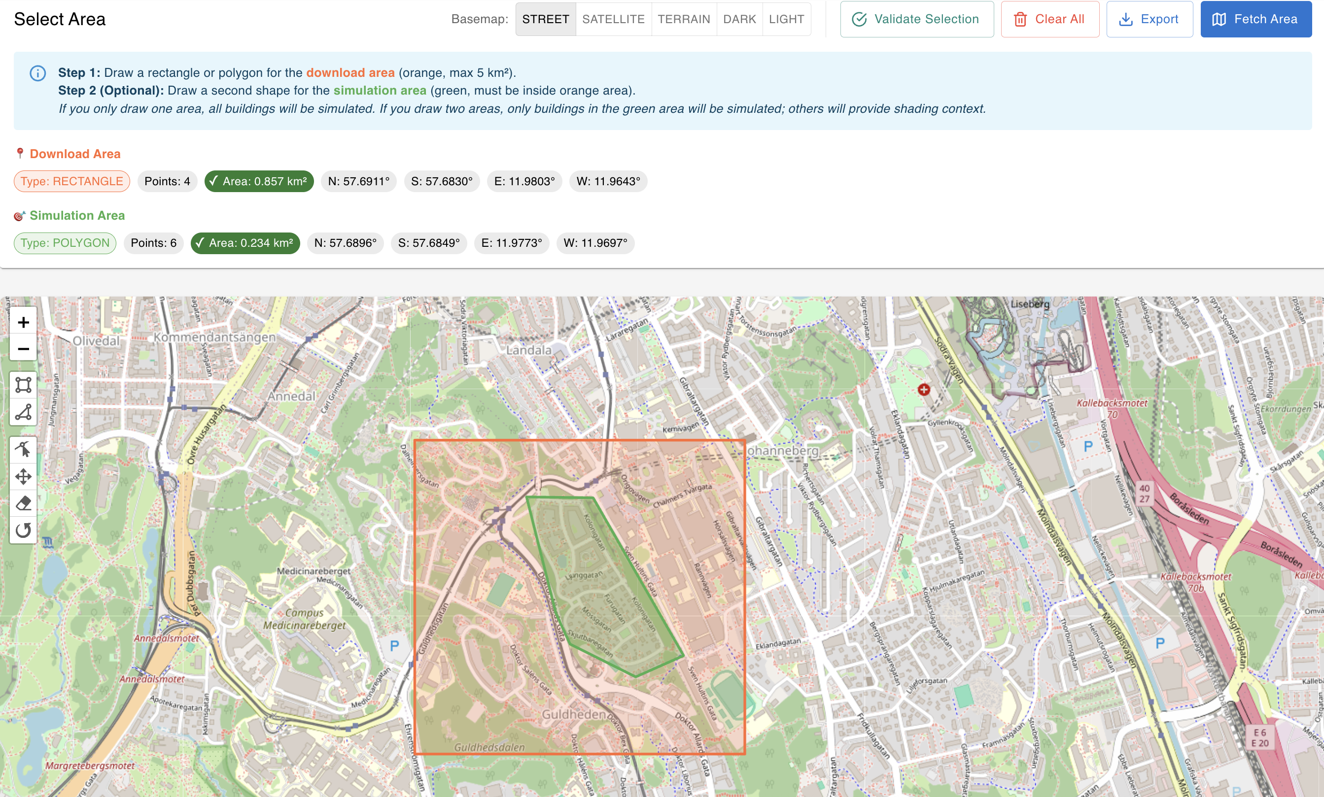 Select an area anywhere in Sweden