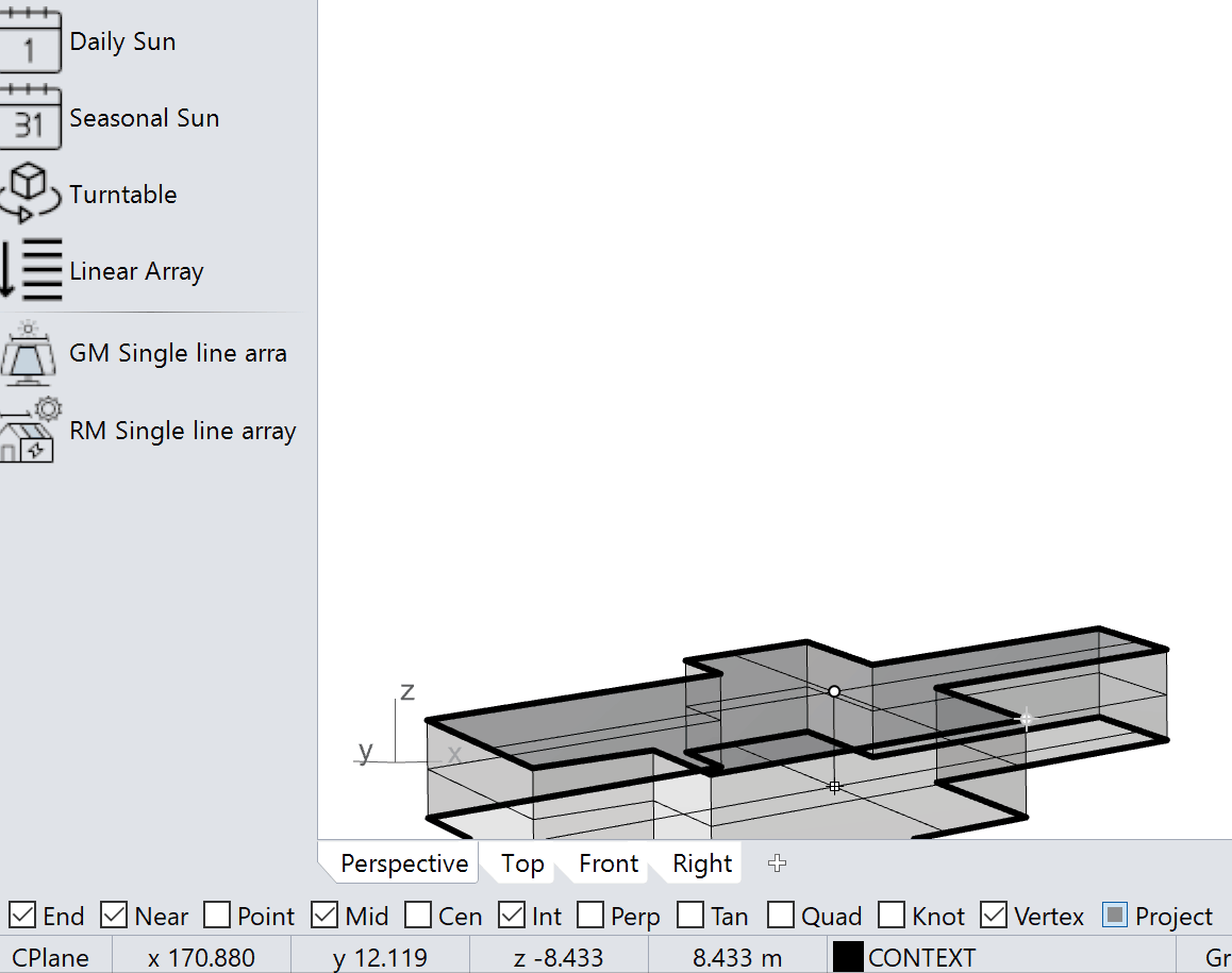 Building geometry being generated and extruded in Rhino using PDT